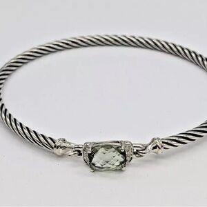 David Yurman EUC Prasiolite Wheaton Bangle Bracelet with Diamond accents